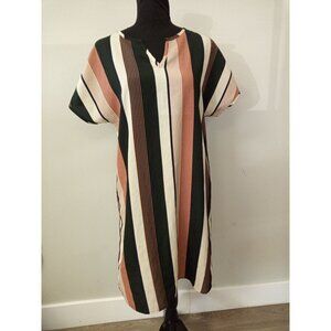 Emery Rose Black Tan Striped Mini Dress Size Small